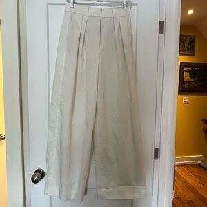 NWT Zara Cotton Wide Leg High Rise Classic Trousers S